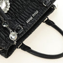 Miu Miu Hand Bag Leather 2way Black Silver Auth 187138SAV-7