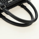 Miu Miu Hand Bag Leather 2way Black Silver Auth 187138SAV-8