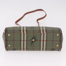 Burberrys Nova Check Hand Bag PVC 2way Green Gold Auth 187139-5