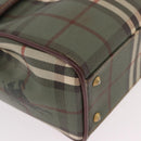 Burberrys Nova Check Hand Bag PVC 2way Green Gold Auth 187139-9