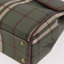 Burberrys Nova Check Hand Bag PVC 2way Green Gold Auth 187139-16