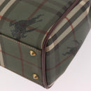 Burberrys Nova Check Hand Bag PVC 2way Green Gold Auth 187139-18