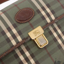 Burberrys Nova Check Hand Bag PVC 2way Green Gold Auth 187139-19