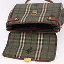 Burberrys Nova Check Hand Bag PVC 2way Green Gold Auth 187139-20