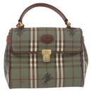 Burberrys Nova Check Hand Bag PVC 2way Green Gold Auth 187139-13