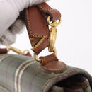 Burberrys Nova Check Hand Bag PVC 2way Green Gold Auth 187139-11