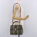 Burberrys Nova Check Hand Bag PVC 2way Green Gold Auth 187139-26