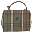 Burberrys Nova Check Hand Bag PVC 2way Green Gold Auth 187139-2