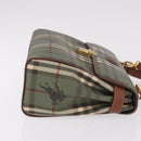 Burberrys Nova Check Hand Bag PVC 2way Green Gold Auth 187139-3