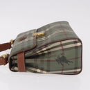 Burberrys Nova Check Hand Bag PVC 2way Green Gold Auth 187139-4