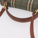 Burberrys Nova Check Hand Bag PVC 2way Green Gold Auth 187139-7