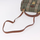 Burberrys Nova Check Hand Bag PVC 2way Green Gold Auth 187139-8