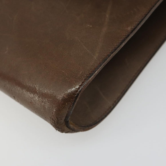 Christian Dior Shoulder Bag Leather Brown Gold Auth 187141