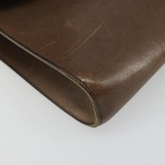 Christian Dior Shoulder Bag Leather Brown Gold Auth 187141