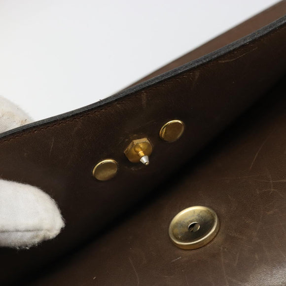 Christian Dior Shoulder Bag Leather Brown Gold Auth 187141