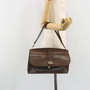 Christian Dior Shoulder Bag Leather Brown Gold Auth 187141-25