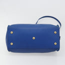 SAINT LAURENT Petit Cabas Hand Bag Leather 2way Blue Gold Auth 187142A-11