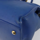 SAINT LAURENT Petit Cabas Hand Bag Leather 2way Blue Gold Auth 187142A-14
