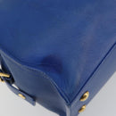 SAINT LAURENT Petit Cabas Hand Bag Leather 2way Blue Gold Auth 187142A-16