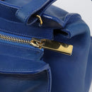 SAINT LAURENT Petit Cabas Hand Bag Leather 2way Blue Gold Auth 187142A-19