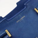 SAINT LAURENT Petit Cabas Hand Bag Leather 2way Blue Gold Auth 187142A-20