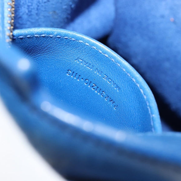SAINT LAURENT Petit Cabas Hand Bag Leather 2way Blue Gold Auth 187142A
