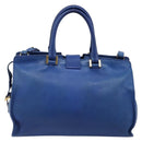SAINT LAURENT Petit Cabas Hand Bag Leather 2way Blue Gold Auth 187142A-3