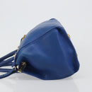 SAINT LAURENT Petit Cabas Hand Bag Leather 2way Blue Gold Auth 187142A-5