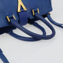 SAINT LAURENT Petit Cabas Hand Bag Leather 2way Blue Gold Auth 187142A-7