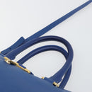 SAINT LAURENT Petit Cabas Hand Bag Leather 2way Blue Gold Auth 187142A-8
