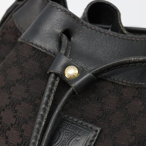 CELINE Macadam Canvas Shoulder Bag Black Auth 187144