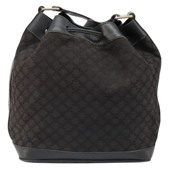 CELINE Macadam Canvas Shoulder Bag Black Auth 187144
