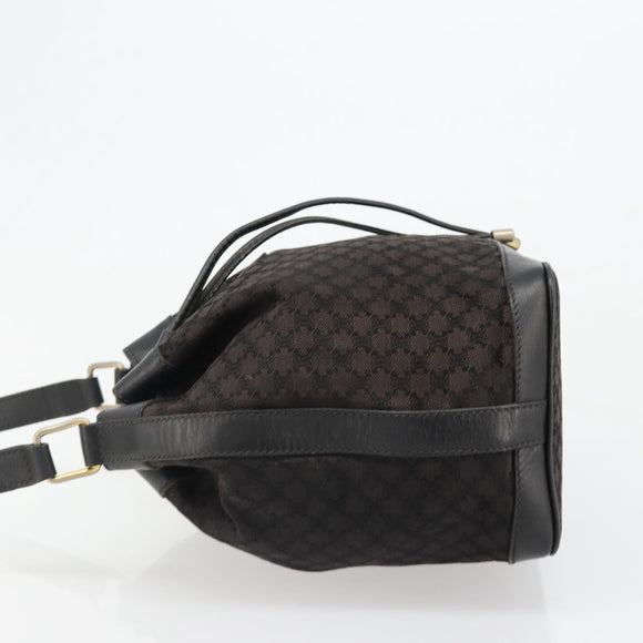 CELINE Macadam Canvas Shoulder Bag Black Auth 187144