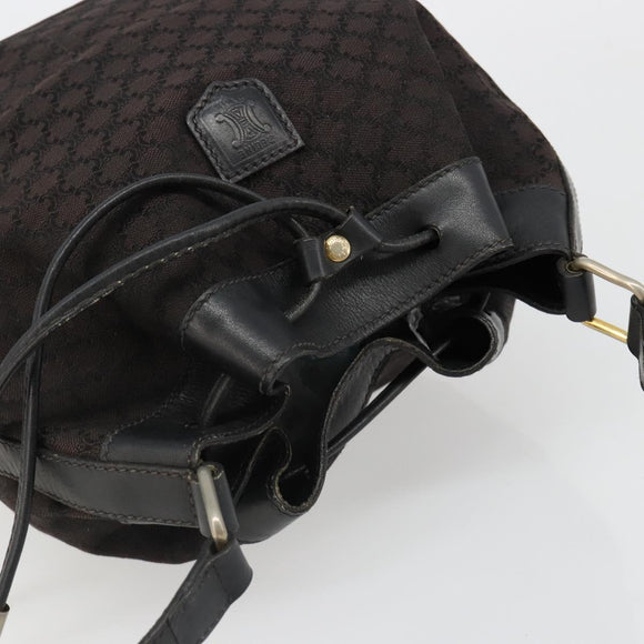 CELINE Macadam Canvas Shoulder Bag Black Auth 187144