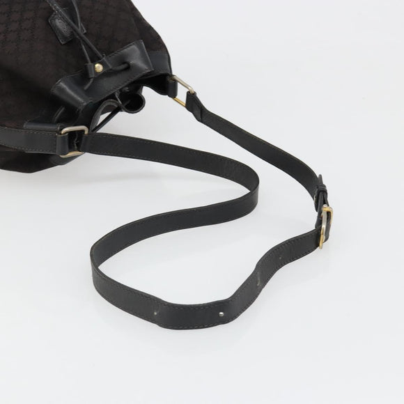 CELINE Macadam Canvas Shoulder Bag Black Auth 187144