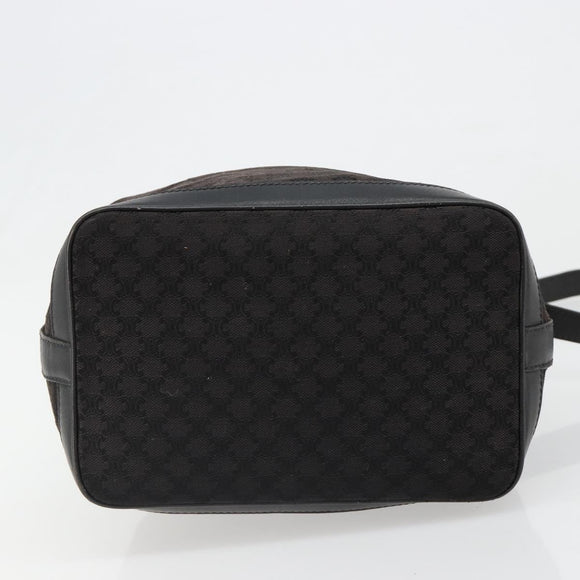CELINE Macadam Canvas Shoulder Bag Black Auth 187144