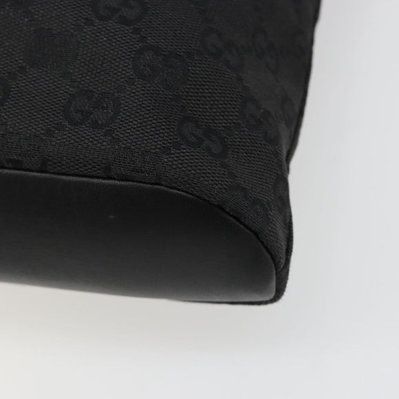 GUCCI GG Canvas Shoulder Bag Black Gold 91761 Auth 187145A
