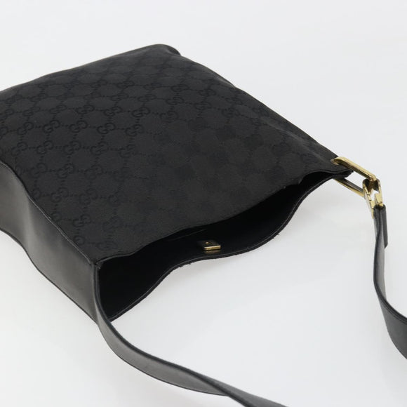 GUCCI GG Canvas Shoulder Bag Black Gold 91761 Auth 187145A