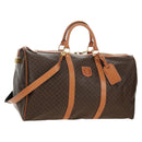 CELINE Macadam Canvas Boston Bag PVC Leather 2way Brown Gold Auth 187148V-1