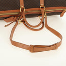 CELINE Macadam Canvas Boston Bag PVC Leather 2way Brown Gold Auth 187148V-10