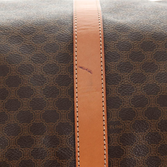 CELINE Macadam Canvas Boston Bag PVC Leather 2way Brown Gold Auth 187148V