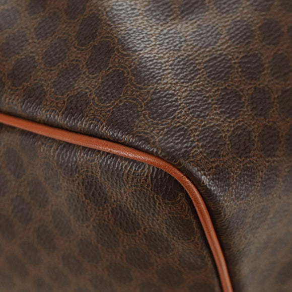 CELINE Macadam Canvas Boston Bag PVC Leather 2way Brown Gold Auth 187148V