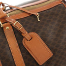 CELINE Macadam Canvas Boston Bag PVC Leather 2way Brown Gold Auth 187148V-21