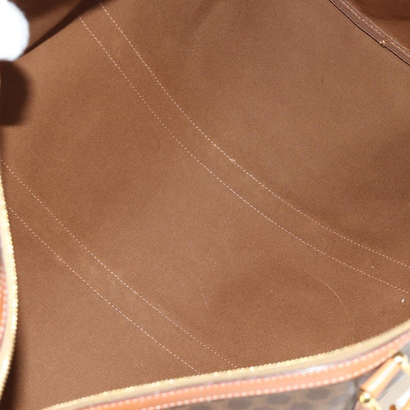 CELINE Macadam Canvas Boston Bag PVC Leather 2way Brown Gold Auth 187148V