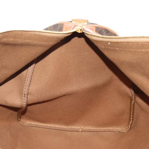 CELINE Macadam Canvas Boston Bag PVC Leather 2way Brown Gold Auth 187148V