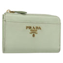 PRADA Coin Purse Saffiano leather Mint Green Gold Auth 187154-1