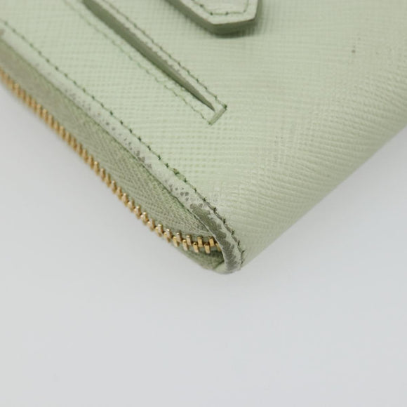PRADA Coin Purse Saffiano leather Mint Green Gold Auth 187154