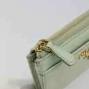 PRADA Coin Purse Saffiano leather Mint Green Gold Auth 187154-9