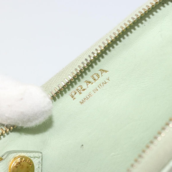 PRADA Coin Purse Saffiano leather Mint Green Gold Auth 187154