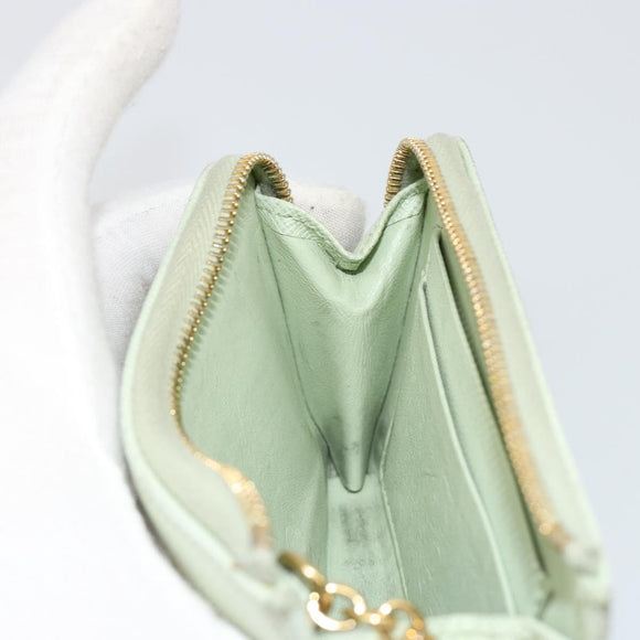 PRADA Coin Purse Saffiano leather Mint Green Gold Auth 187154